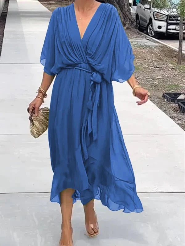 Robe Chic en Chiffon avec Décolleté en V