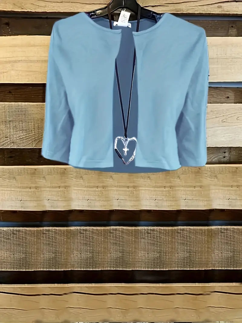 Ensemble Chic de Robe Florale à Deux Pièces avec Haut Uni à Col Rond