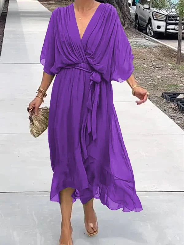 Robe Chic en Chiffon avec Décolleté en V