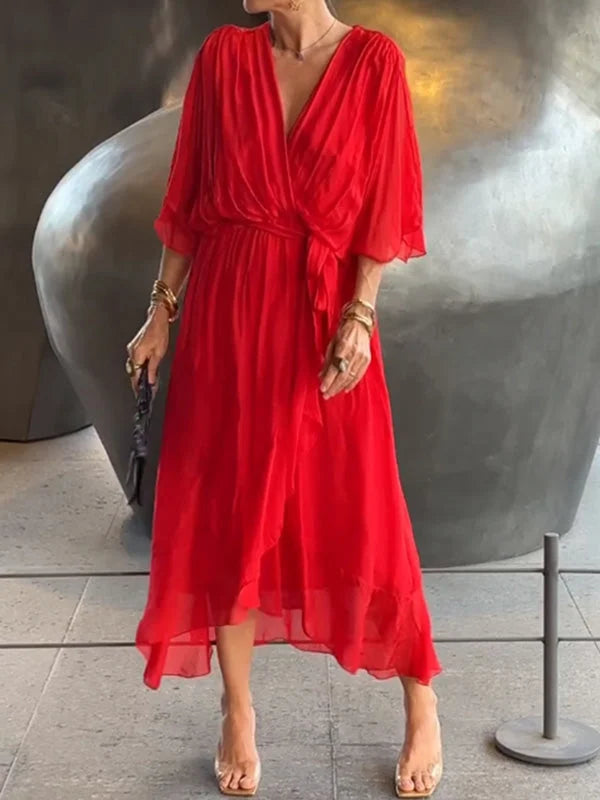 Robe Chic en Chiffon avec Décolleté en V