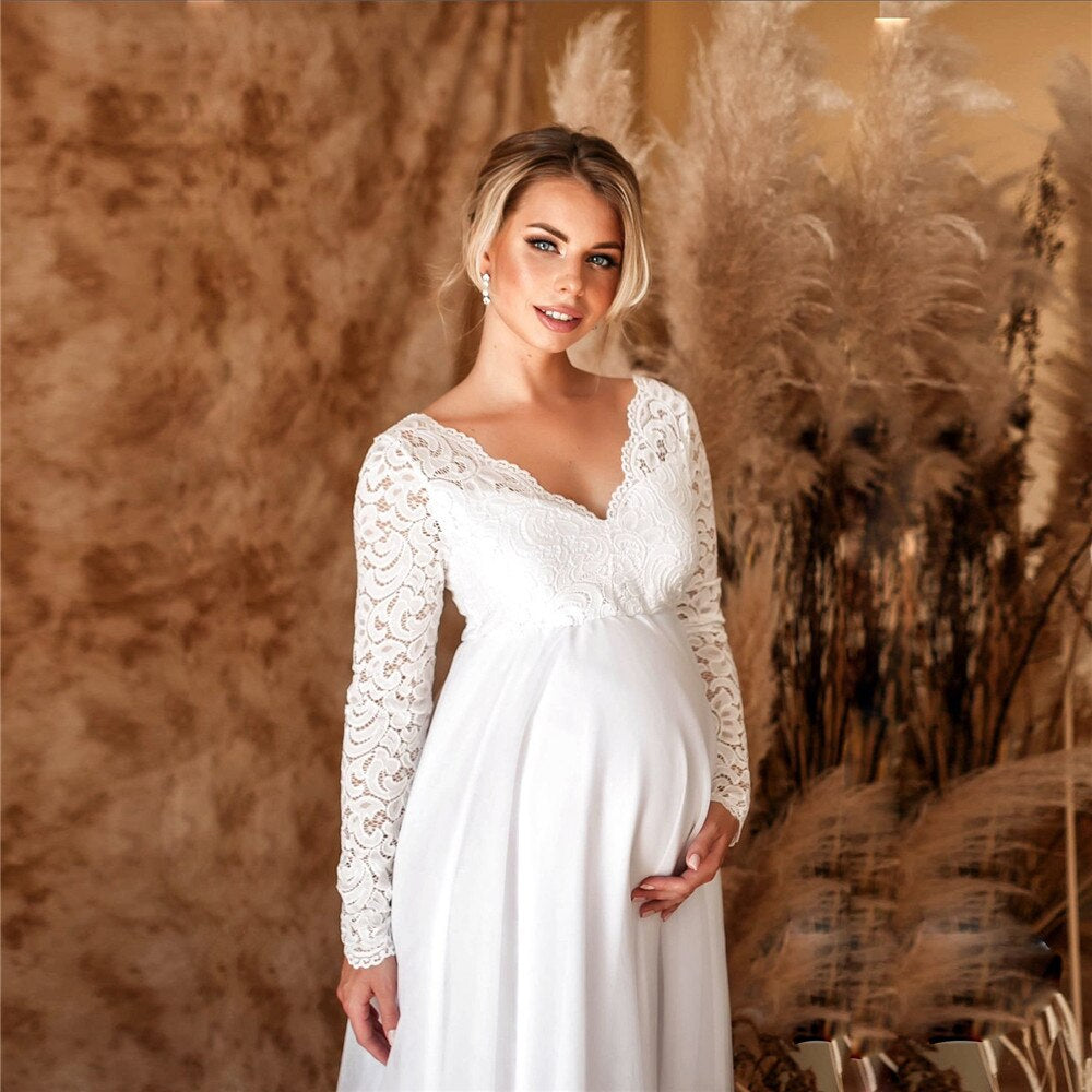 Robe Maxi Élégante en Dentelle pour Mamans en Attente
