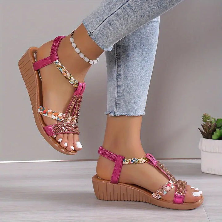 Sandales Wedge Tressées au Style Bohème Élégant