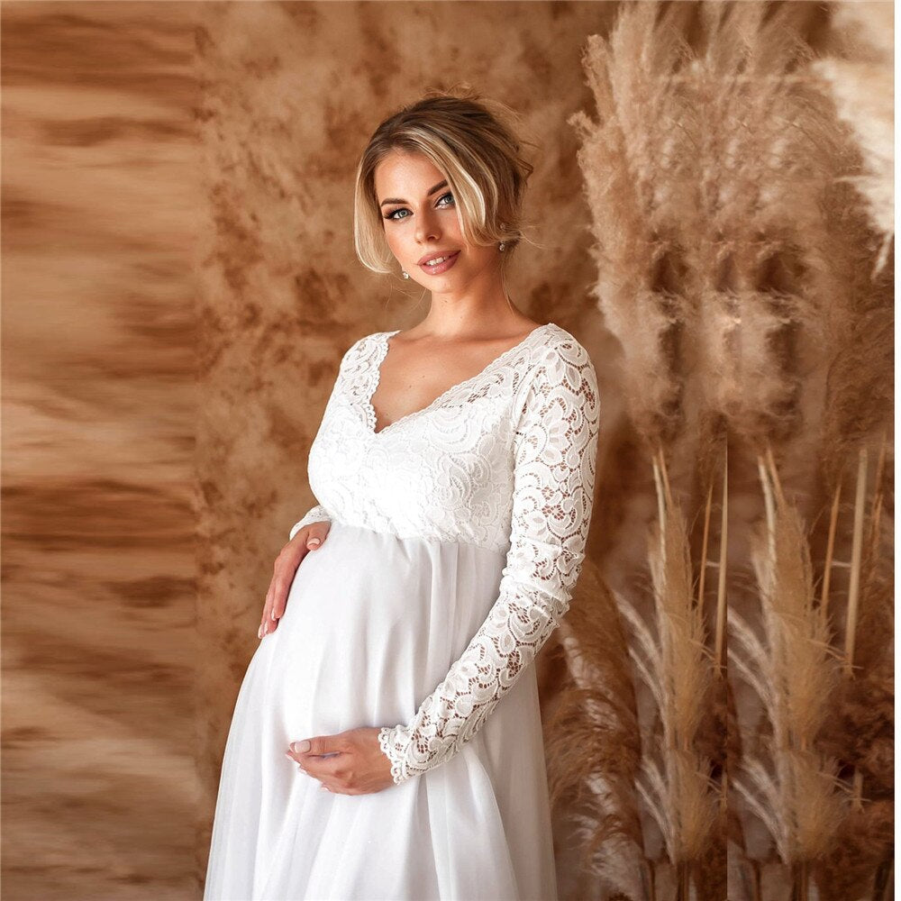 Robe Maxi Élégante en Dentelle pour Mamans en Attente
