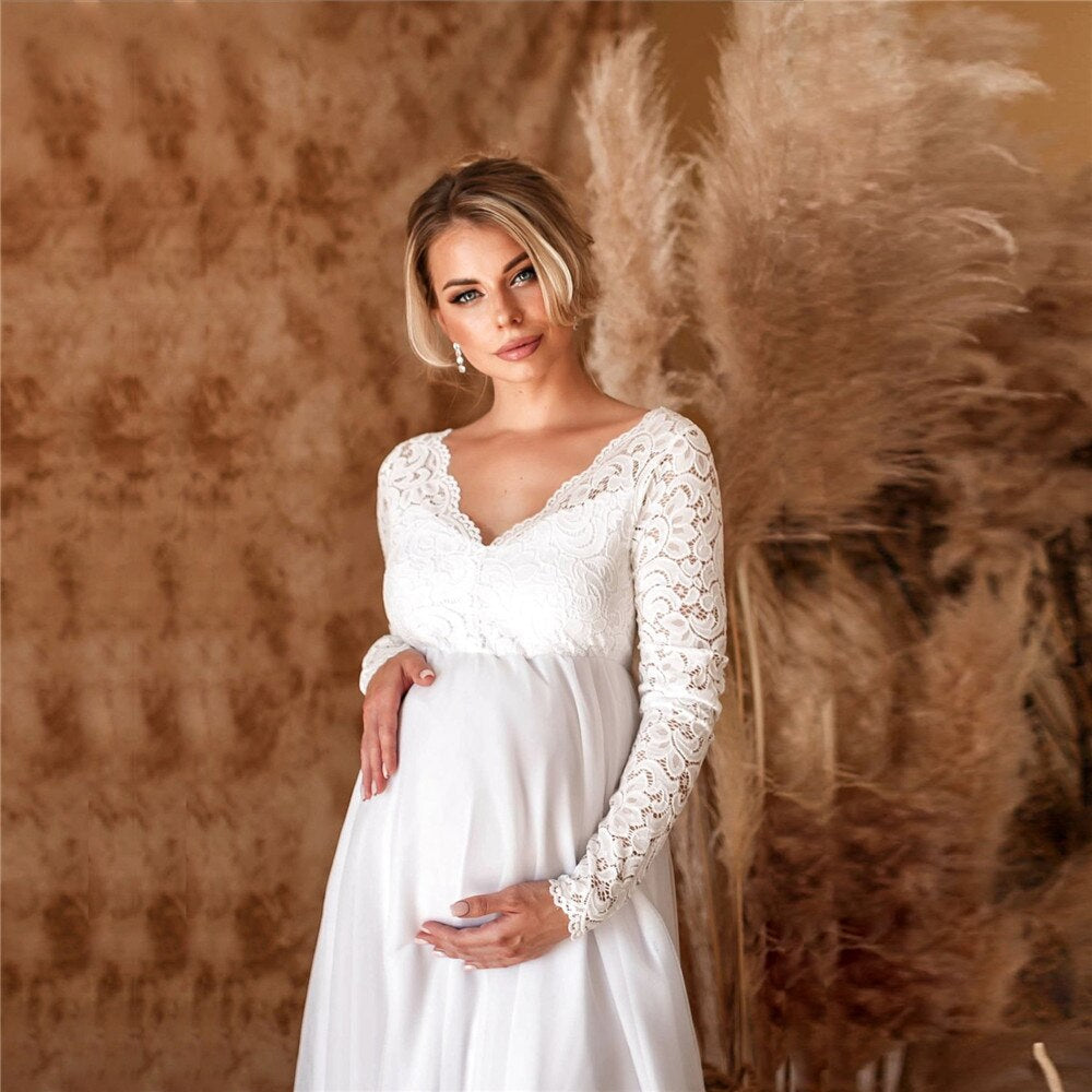 Robe Maxi Élégante en Dentelle pour Mamans en Attente