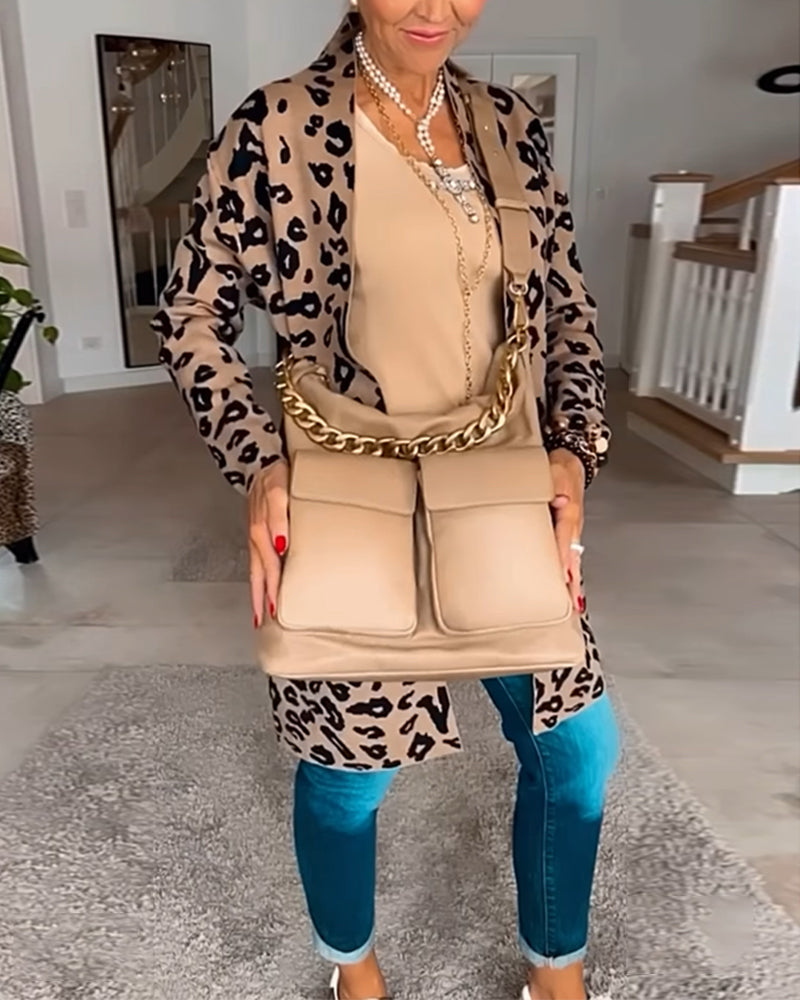 Cardigan à Motif Léopard