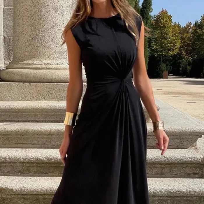 Robe Maxi Élégante à Manches Longues et Col en V pour Femmes - Tenue de Soirée Unie