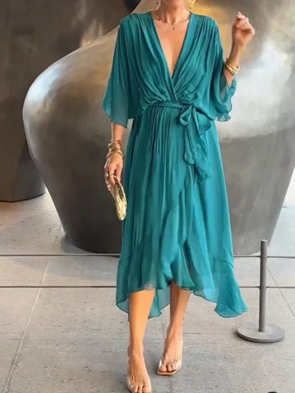 Robe Chic en Chiffon avec Décolleté en V