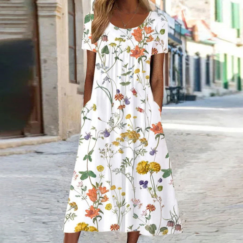 Robe Chic à Imprimé Floral avec Effet Amincissant