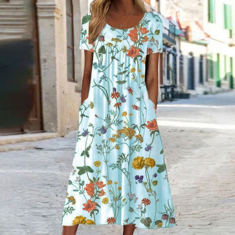 Robe Chic à Imprimé Floral avec Effet Amincissant