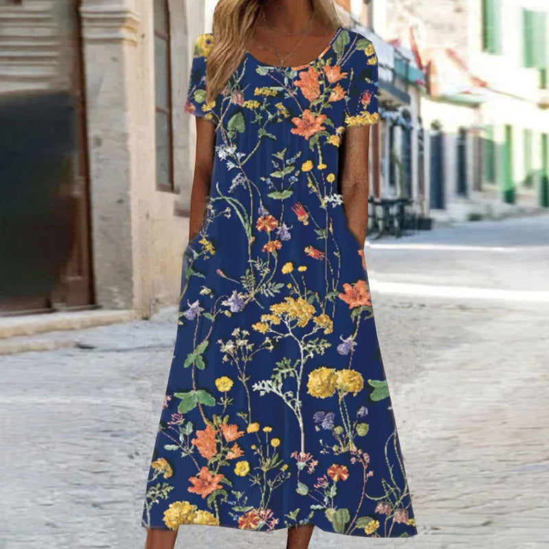 Robe Chic à Imprimé Floral avec Effet Amincissant