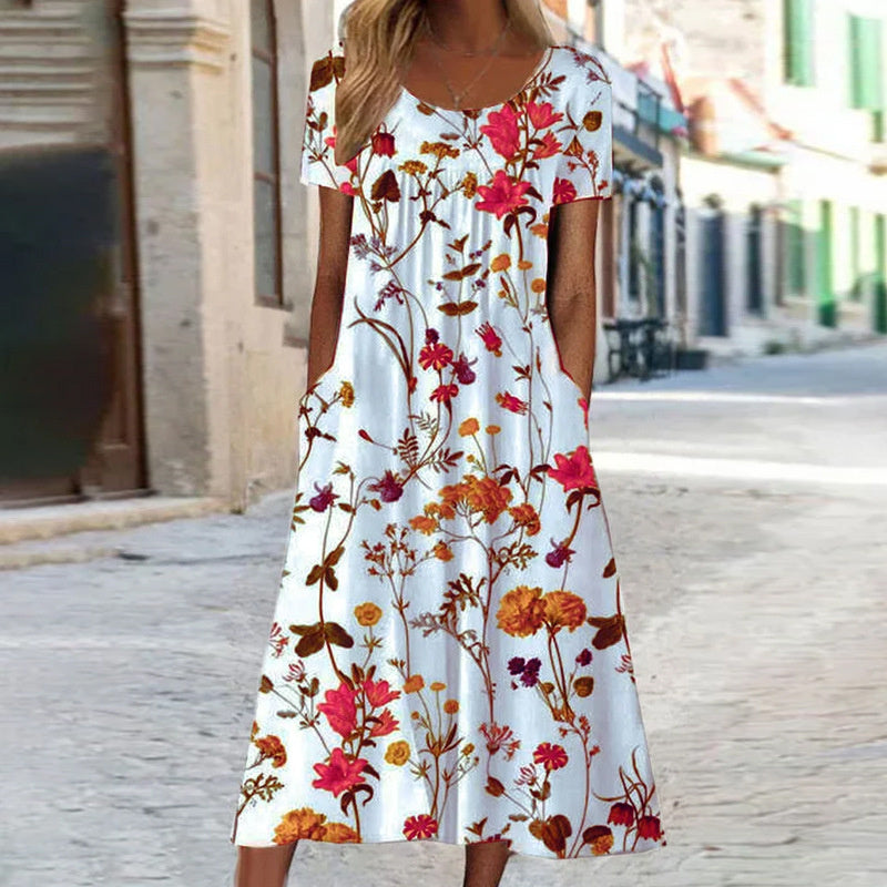 Robe Chic à Imprimé Floral avec Effet Amincissant