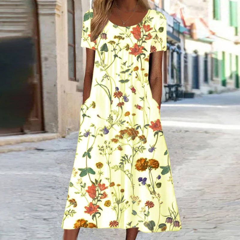 Robe Chic à Imprimé Floral avec Effet Amincissant