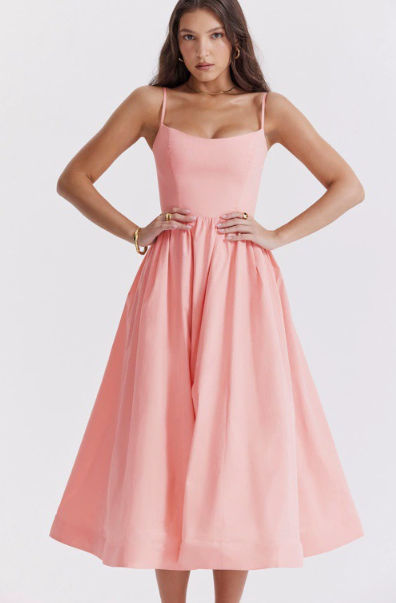 Robe Midi Élégante avec Détails Lacés au Dos