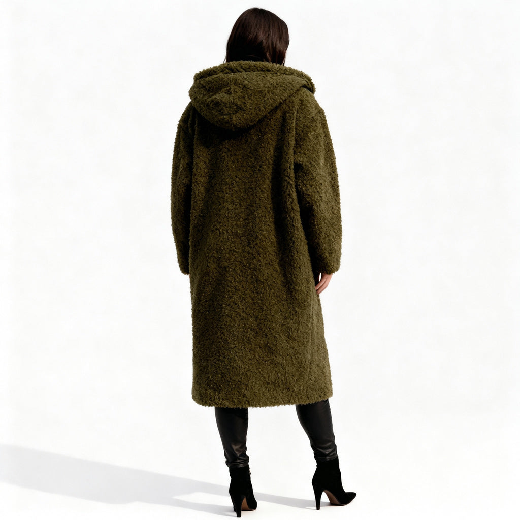 Chic Manteau Long en Fleece Peluche pour Femmes