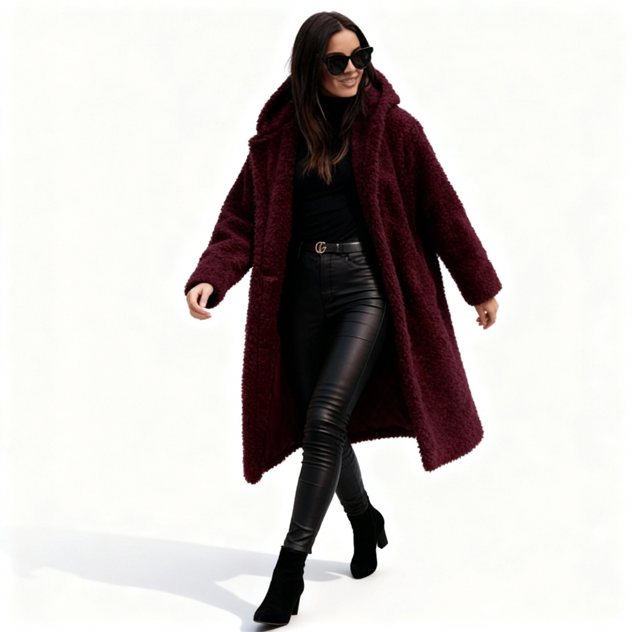Chic Manteau Long en Fleece Peluche pour Femmes