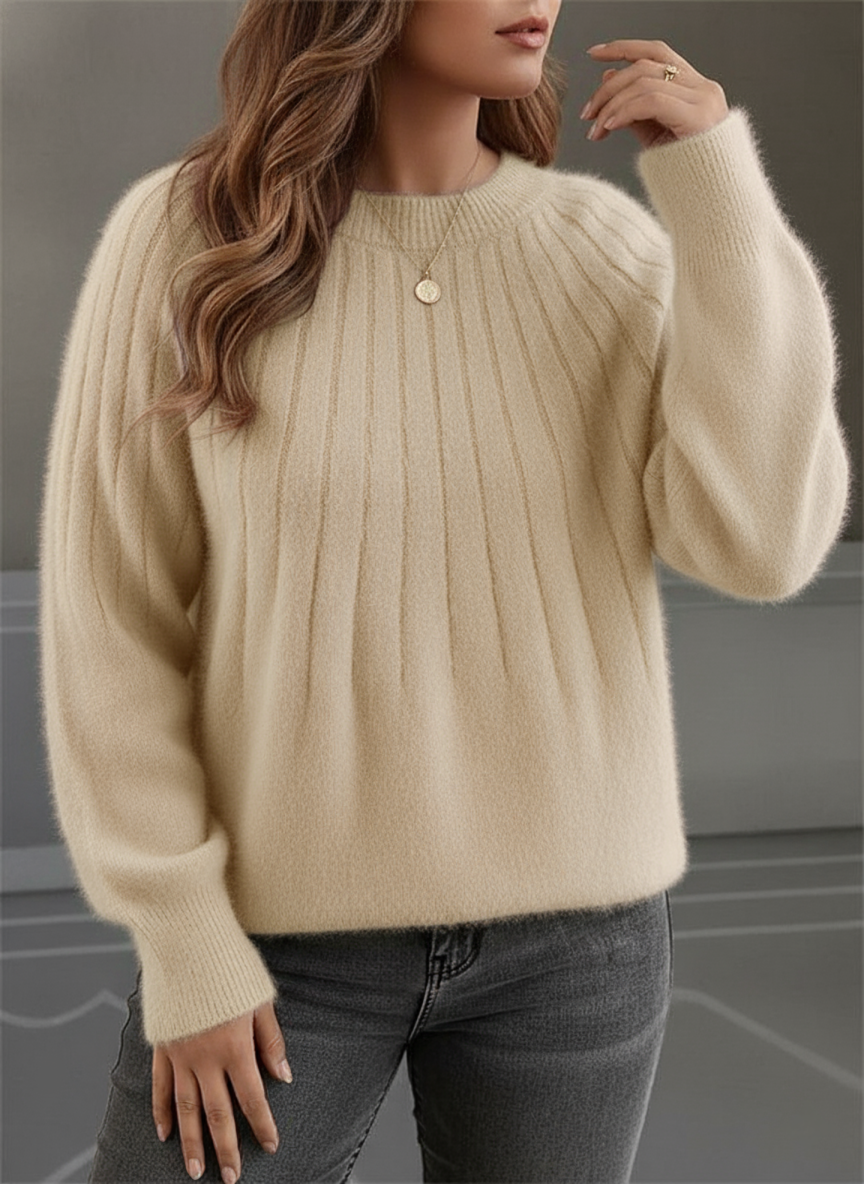 Pull doux en tricot côtelé grande taille pour femmes