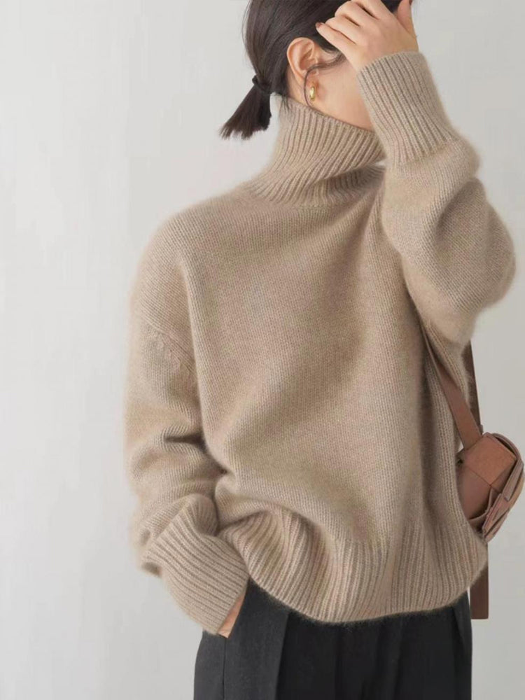 Pull Élégant en Tricot à Col Roulé pour Femme