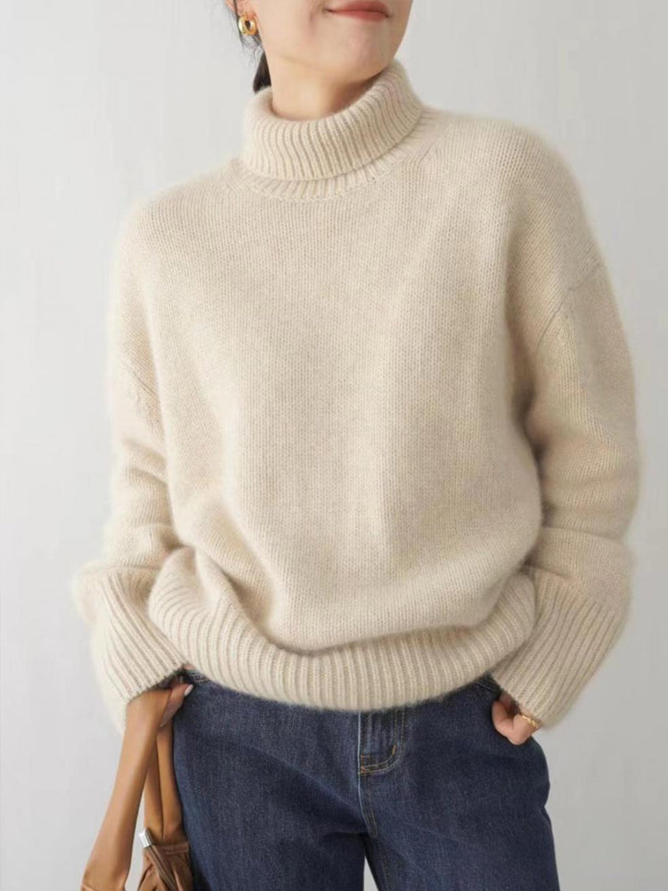Pull Élégant en Tricot à Col Roulé pour Femme