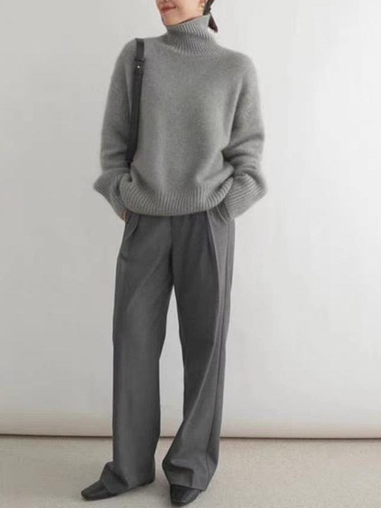 Pull Élégant en Tricot à Col Roulé pour Femme