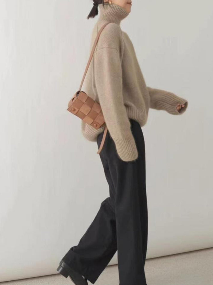 Pull Élégant en Tricot à Col Roulé pour Femme