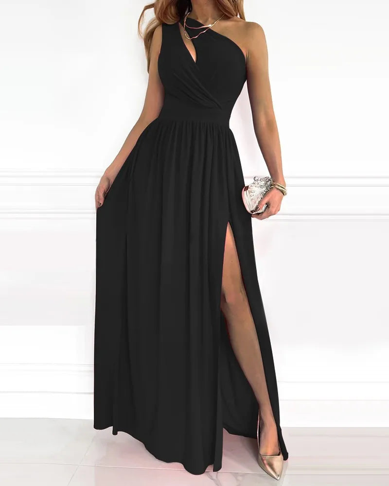 Robe Maxi Élégante à Épaule Unique